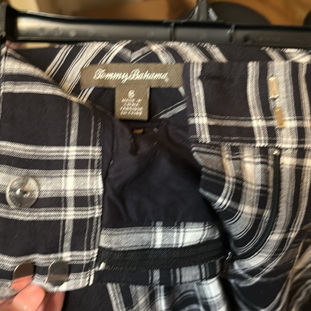 TOMMY BAHAMA tartan black / white shorts with pockets perfectly fun! - Picture 6 of 7